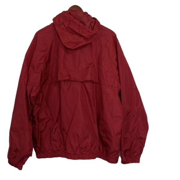 EDDIE Bauer Nylon Shell Windbreaker Packable Hidden Hood Colour Burgundy Large - Picture 2 of 13